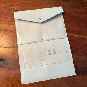 Glass Ladder & Co Vegan Leather Light Grey Portfolio Clutch